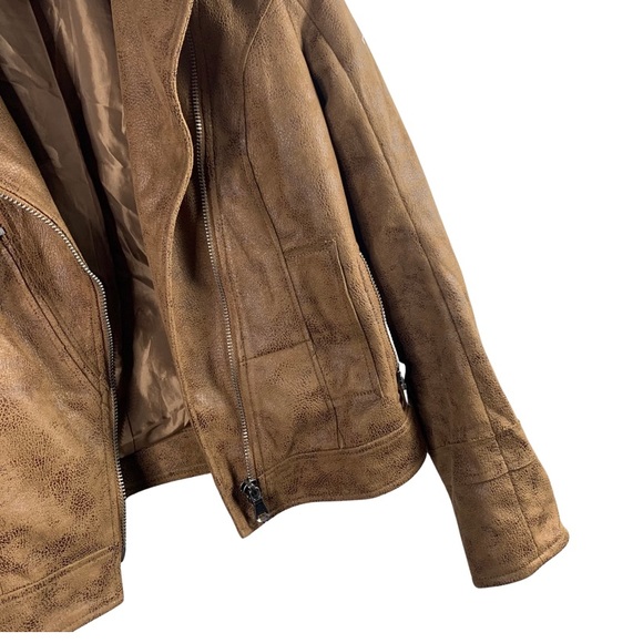 L’atelier Faux Suede Brown Moto Biker Asymmetrical Zip Long Sleeve Jacket Medium - Picture 4 of 14